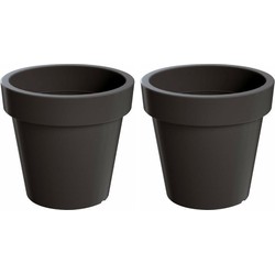 Set van 2x stuks grote antraciet kunststof bloempotten/plantenpotten 60 cm - Plantenpotten