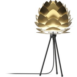 Aluvia Mini tafellamp brushed brass - met tripod zwart - Ø 40 cm