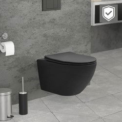 Wandcloset in mat zwart keramiek 52 cm lang Randloos met nanodichting & soft-close Luxebath