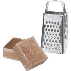Ideas4seasons Amberblokjes/geurblokjes cadeauset - sandelhout geur - inclusief mini rasp - Amberblokjes