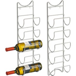 3x stuks zilveren chroom wijnflesrek/wijnrekken hangend voor 5 flessen 61 cm - Wijnrekken