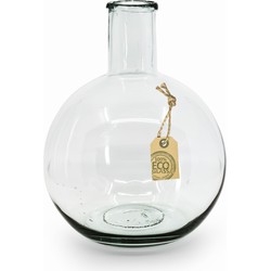 Bloemen vaas transparant eco-glas met flessenhals 31 x 22 cm - Vazen
