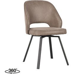 LABEL51 Eetkamerstoel Lewis - Taupe - Micro Suede - Black Frame