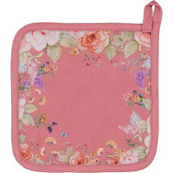 Clayre & Eef Pannenlap Roze Katoen Bloemen