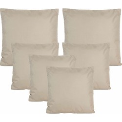 Bank/tuin kussens set - binnen/buiten - 6x stuks - beige/taupe - In 2 formaten - Sierkussens