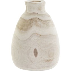 Houten bloemenvaas - lichtbruin - D14 x H19 cm - Bolvormige deco vaas - paulownia hout - 10 liter - Vazen