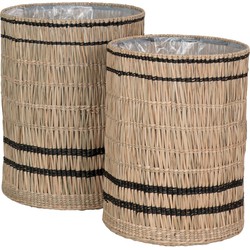 Vinh Planter - Plantenbak, zeegras, rond, naturel, set van 2