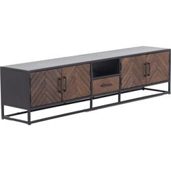 Tv Meubel Bruin - Visgraat - 250cm - Mangohout - Kast Isa