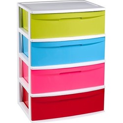 Witte/multi kleuren ladekast/organiser 40 x 56 x 80 cm - Ladeblok