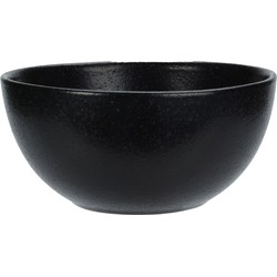 Excellent Houseware Soepkommen - Lava stone - keramiek - D15 x H7 cm - zwart - Stapelbaar - Kommetjes