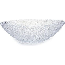 Grote fruitschaal van bewerkt glas rond 31 cm - Fruitschalen