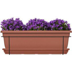 Plantenbakset met metalen steun en bakje - GARDEN ID Relax - Terra. 50 cm - Gerecycled en 100% recyclebaar - Volume voor planten