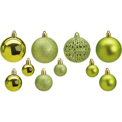 100x stuks kunststof kerstballen lime groen 3, 4 en 6 cm - Kerstbal