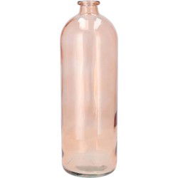DK Design Bloemenvaas fles model - helder gekleurd glas - perzik roze - D14 x H41 cm - Vazen
