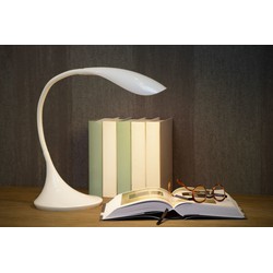 Elegant gebogen witte bureaulamp 6W dimbaar 3000K