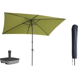 Kopu® Sevilla Parasol Rechthoek 200x300 cm met Hoes en voet - Olijfgroen