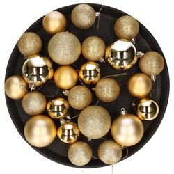 Kerstversiering set kerstballen goud 6 - 8 - 10 cm - pakket van 62x stuks - Kerstbal