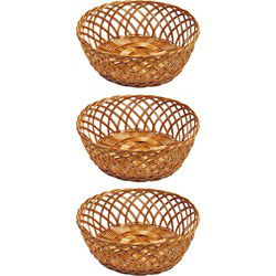 3x Rond fruitmandje/broodmandje 28 x 11 cm gevlochten riet uiterlijk - broodmand