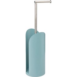 5Five - Wc/toiletrolhouder ijsblauw met rollen reservoir - kunststof/metaal - 59 cm - Toiletrolhouders