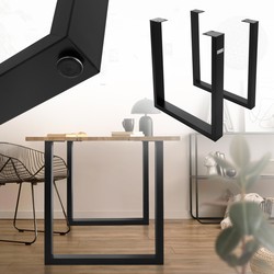 Set van 2 tafelframes B70xH74 cm in U-vorm metaal zwart ML design