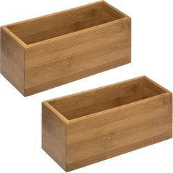 2x sieraden/make-up houder/box - 23 x 9,5 cm - bamboe hout - Make-up dozen