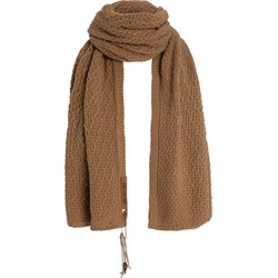 Knit Factory Luna Gebreide Sjaal Dames & Heren - Colsjaal - Omslagdoek - New Camel - 200x50 cm - Inclusief sierspeld