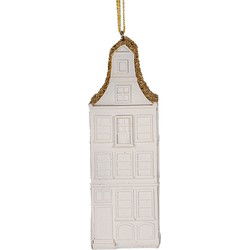 Clayre & Eef Kersthanger Huis 11 cm Wit Kunststof