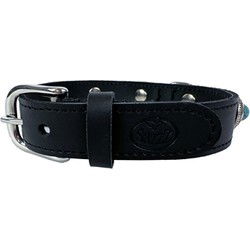 SAZZZ HALSBAND HOND ADVENTURE STONE CLASSIC LEER ZWART 32-39X2,5 CM