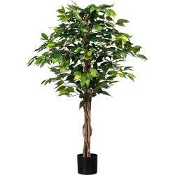 Kopu® Kunstplant Ficus 120 cm in pot - 630 bladeren met Natuurstam
