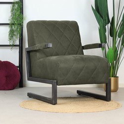 Industriële fauteuil Lucky olijfgroen microvezel