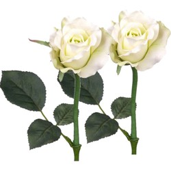 Set van 8x stuks kunstbloemen roos/rozen Alicia parel wit 30 cm - Kunstbloemen