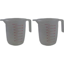 Benson Maatbeker - 2x - kunststof - 1500 ml - maataanduidingen - Maatbekers