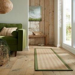 Loper - Kira Modern Jute Naturel / Groen - 60 X 230 CM