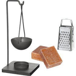 Ideas4seasons Amberblokjes/geurblokjes cadeauset - amber geur - inclusief geurbrander en mini rasp - Geurbranders