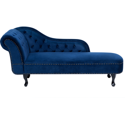 NIMES - Chaise longue - Marineblauw - Linkerzijde - Fluweel