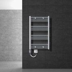 Badkamerradiator Elektrisch met verwarmingselement 300W 600x800 mm Chroom gebogen met zijaansluiting