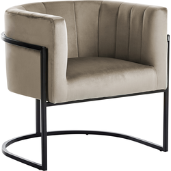 Beliani LARVIK II - Fauteuil-Beige-Fluweel