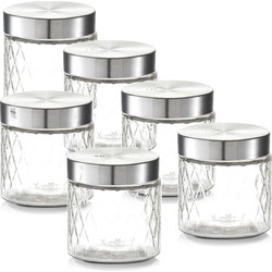 10x Glazen voorraadpotten/bewaarpotten 750 ml geruit 11 x 12 cm - Voorraadpot