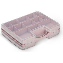 PlasticForte Opbergdoos - 21-vaks - kunststof - oud roze 28x21cm - Opbergbox