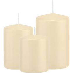 Stompkaarsen set van 3x stuks creme wit 8-10-12 cm - Stompkaarsen