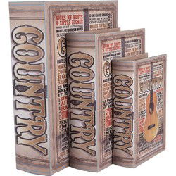 Clayre & Eef Opbergdoos Set van 3 Boeken Beige Hout