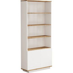 Boekenkast met 2 deuren en 4 legplanken in Atlantisch-den en wit H168,3 cm