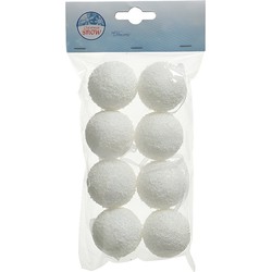 8x Witte sneeuwballen/sneeuwbollen 4 cm - Decoratiesneeuw