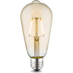 Edison Vintage LED filament lichtbron Drop - Amber - ST64 Deco - Retro LED lamp - 6.4/6.4/14cm - geschikt voor E27 fitting - 2W 160lm 2700K - warm wit licht