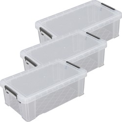 Allstore Opbergbox - 3x stuks - 5,8 liter - Transparant - 35 x 19 x 12 cm - Opbergbox
