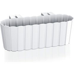Balkon plantenbak/bloembak - met haken - kunststof - wit - 38 cm - Plantenbakken
