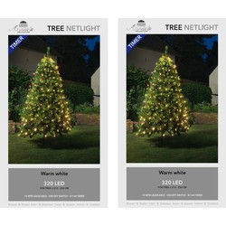 2x stuks boomverlichting lichtnetten met timer warm wit 250 cm - kerstverlichting lichtnet
