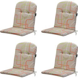 Madison -  Kuipstoelkussen Hoge Rug Joah terra - Ca. 96x45 cm - Set van 4