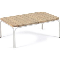 Kave Home - Cailin salontafel in massief 100% FSC acaciahout met stalen poten in wit 100x60cm