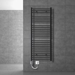 Elektrische badkamerradiator met verwarmingsstaaf 1200W 600x1500 mm Antraciet recht met zijaansluiting